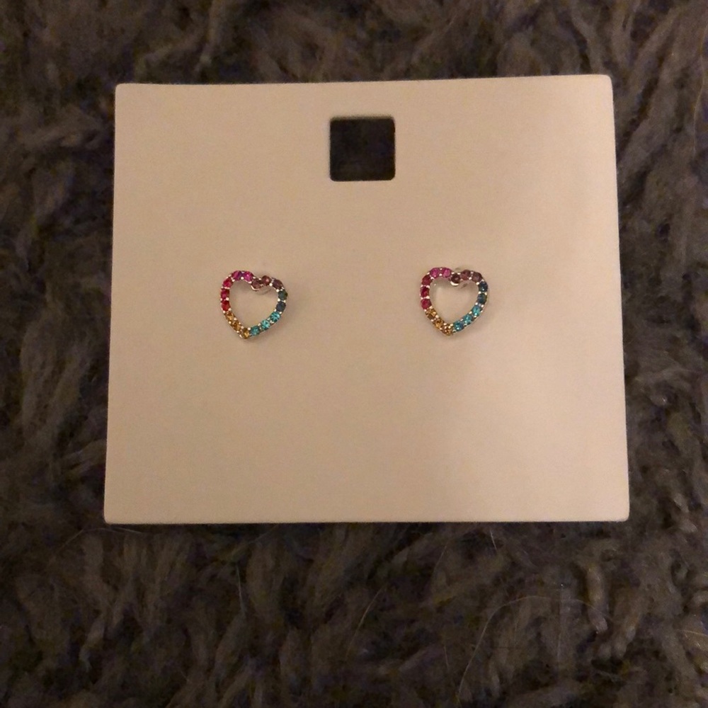 Rainbow Earrings - Studs in the shape of a heart